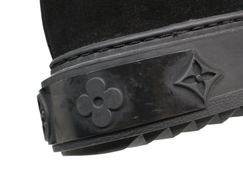 LOUIS VUITTON Snowdrop Sheepskin Boots Monogram Black Suede Winter